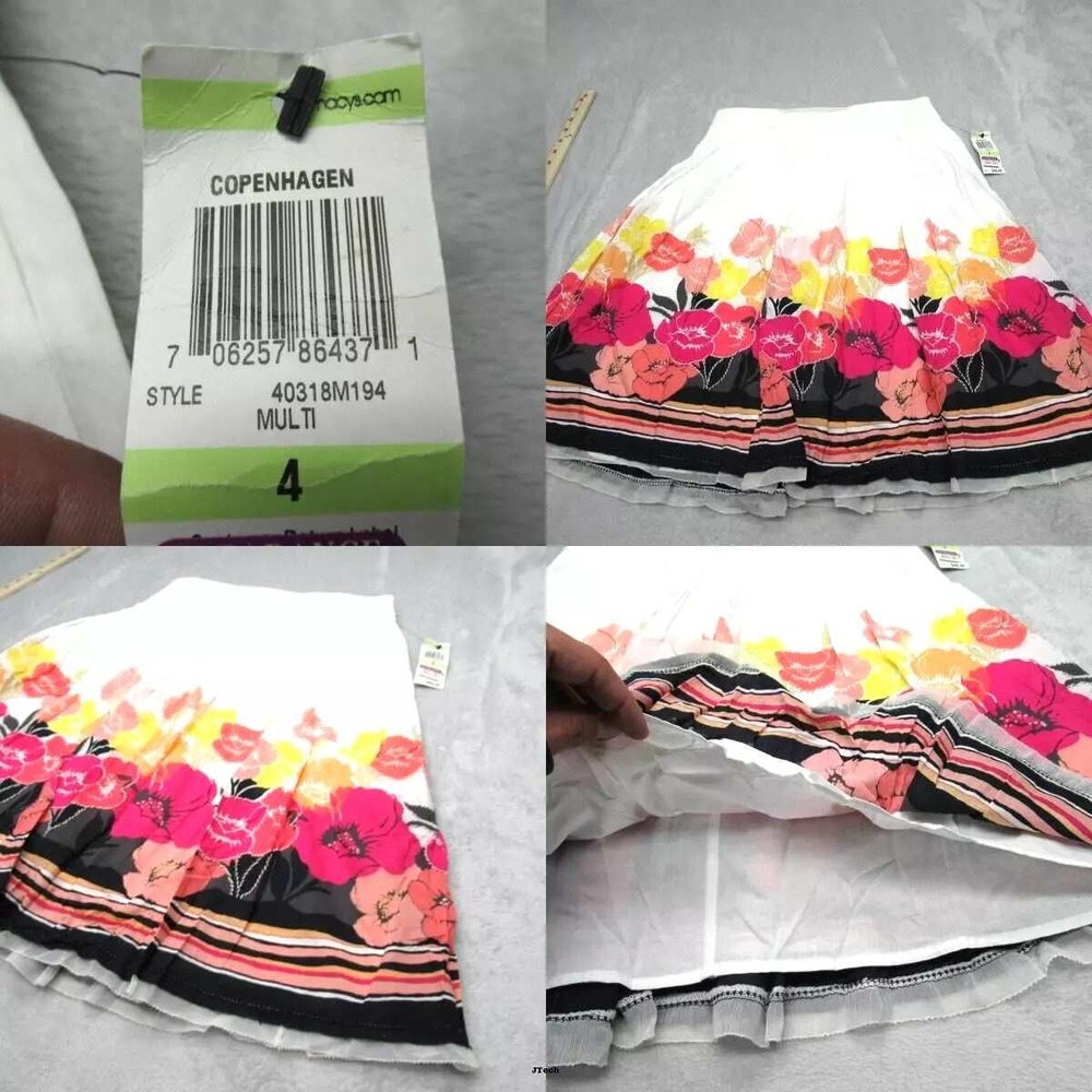 Alfani Lined Skirt Womens 4 Colorful Copenhagen Floral Cotton Gauze Pleated NWD